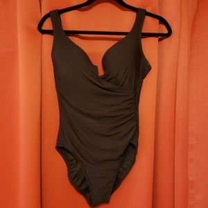Miraclesuit Brown One-Piece Swimsuit Size 12